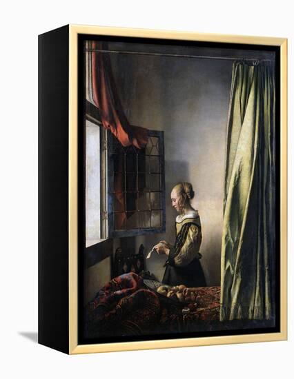 Girl Reading a Letter by an Open Window, Ca 1659-Johannes Vermeer-Framed Premier Image Canvas