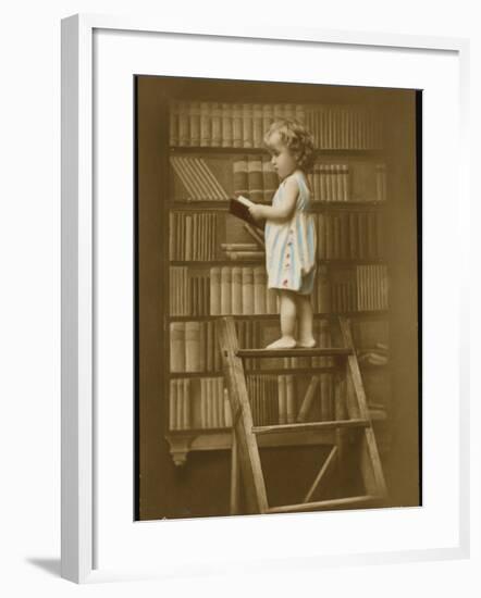 Girl Reading Book-null-Framed Photographic Print