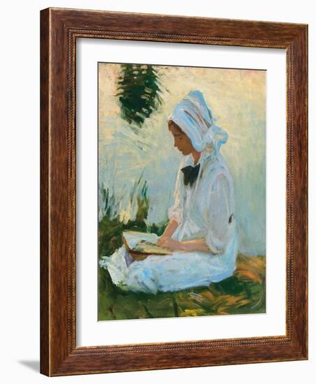 Girl Reading by a Stream, C.1888 (Oil on Canvas)-John Singer Sargent-Framed Giclee Print