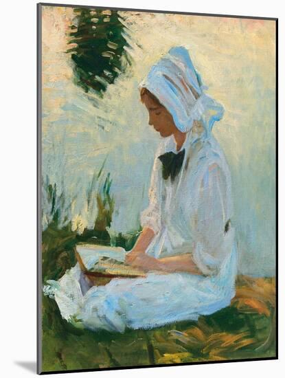 Girl Reading by a Stream, C.1888 (Oil on Canvas)-John Singer Sargent-Mounted Giclee Print