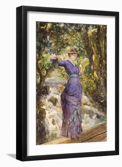 Girl Reading by a Waterfall, circa 1882-Maria Konstantinovna Bashkirtseva-Framed Giclee Print