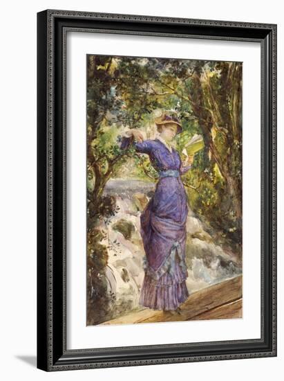 Girl Reading by a Waterfall, circa 1882-Maria Konstantinovna Bashkirtseva-Framed Giclee Print