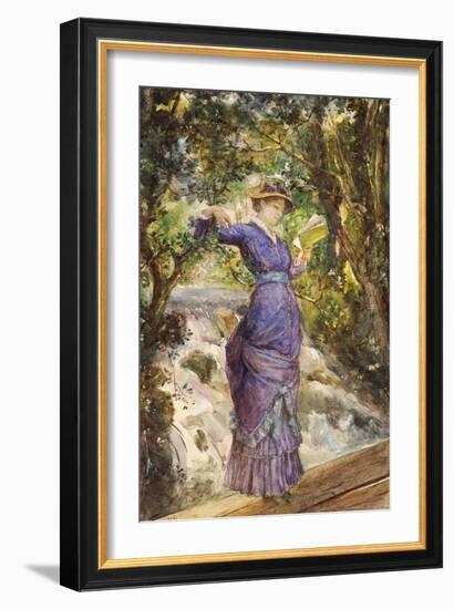 Girl Reading by a Waterfall, circa 1882-Maria Konstantinovna Bashkirtseva-Framed Giclee Print