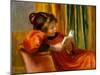 Girl Reading, C.1890 (Oil on Canvas)-Pierre Auguste Renoir-Mounted Giclee Print