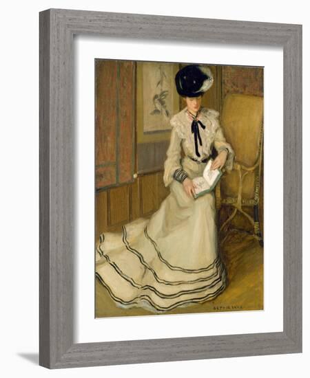 Girl Reading, C.1903-04 (Oil on Canvas)-Frederick Carl Frieseke-Framed Giclee Print