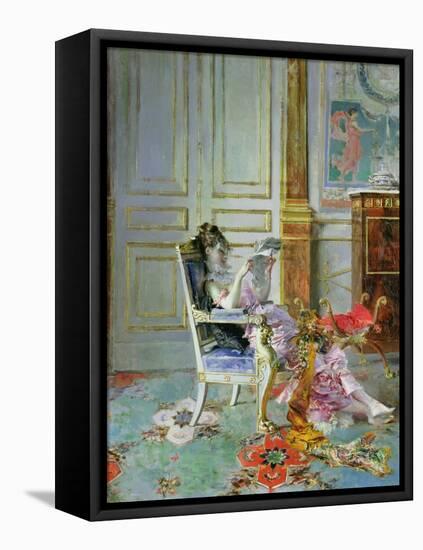 Girl Reading in a Salon, 1876-Giovanni Boldini-Framed Premier Image Canvas