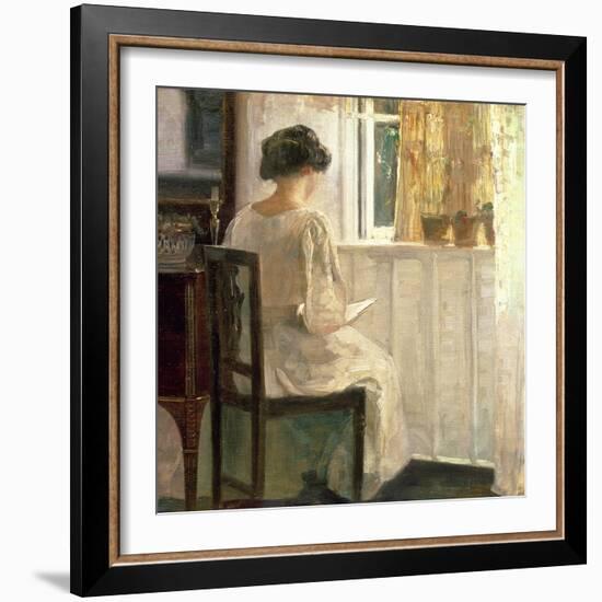 Girl Reading in a Sunlit Room-Carl Holsoe-Framed Giclee Print