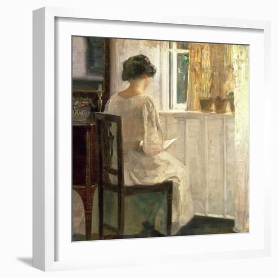 Girl Reading in a Sunlit Room-Carl Holsoe-Framed Giclee Print