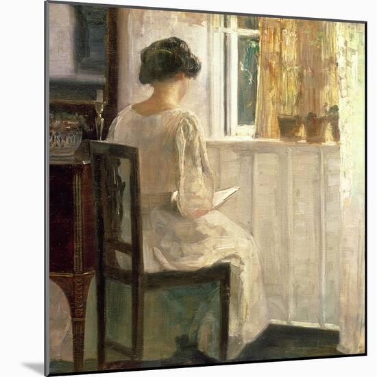 Girl Reading in a Sunlit Room-Carl Holsoe-Mounted Giclee Print