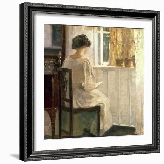 Girl Reading in a Sunlit Room-Carl Holsoe-Framed Giclee Print