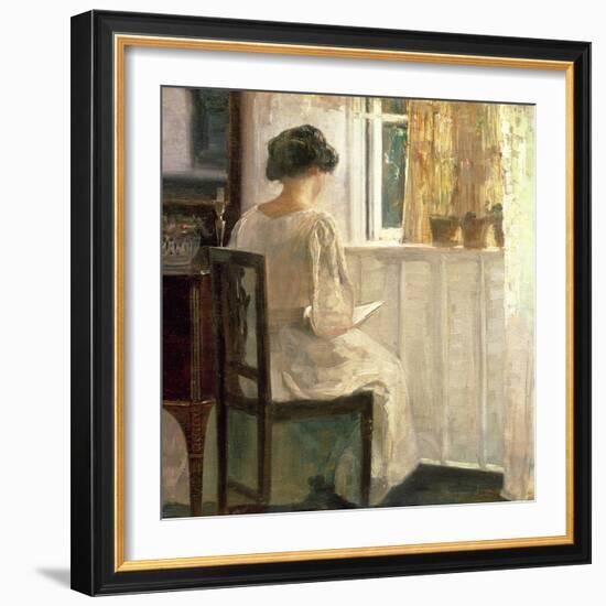 Girl Reading in a Sunlit Room-Carl Holsoe-Framed Giclee Print