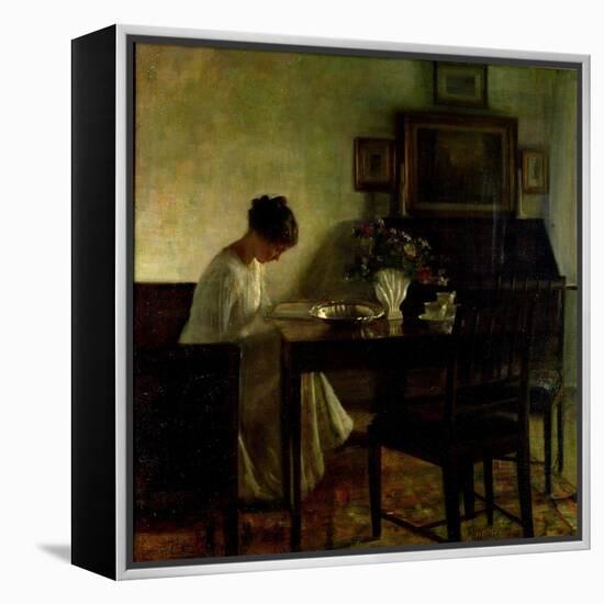 Girl Reading in an Interior-Carl Holsoe-Framed Premier Image Canvas