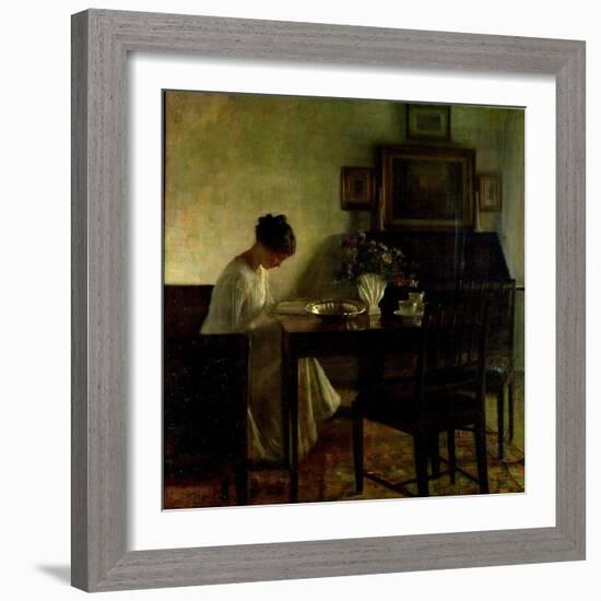 Girl Reading in an Interior-Carl Holsoe-Framed Giclee Print