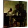 Girl Reading in an Interior-Carl Holsoe-Mounted Giclee Print