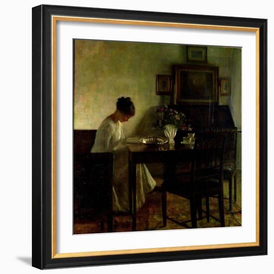 Girl Reading in an Interior-Carl Holsoe-Framed Giclee Print