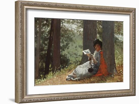 Girl Reading under an Oak Tree, 1879-Winslow Homer-Framed Giclee Print