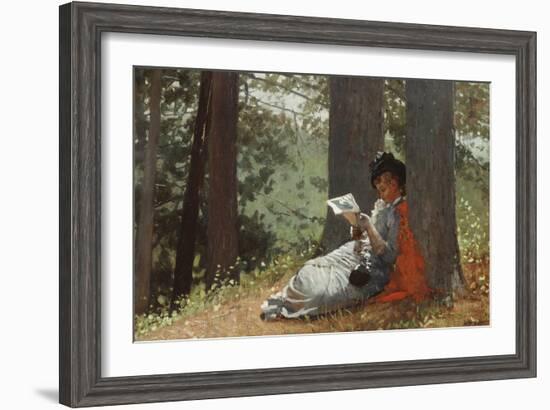 Girl Reading under an Oak Tree, 1879-Winslow Homer-Framed Giclee Print