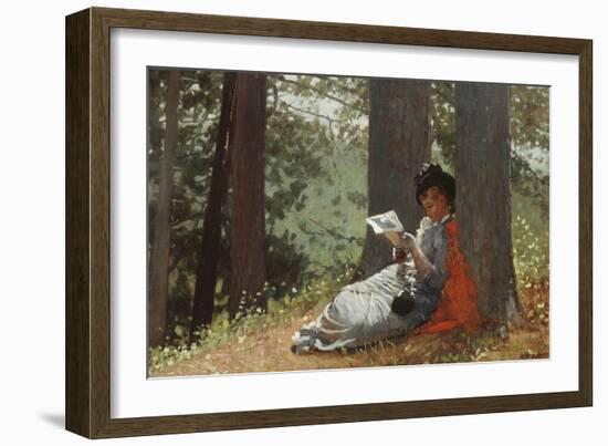 Girl Reading under an Oak Tree, 1879-Winslow Homer-Framed Giclee Print