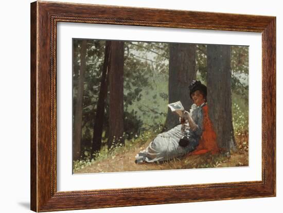 Girl Reading under an Oak Tree, 1879-Winslow Homer-Framed Giclee Print