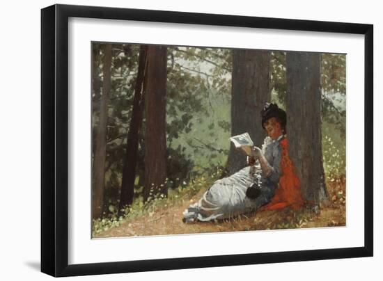 Girl Reading under an Oak Tree, 1879-Winslow Homer-Framed Giclee Print