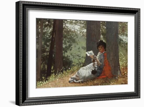 Girl Reading under an Oak Tree, 1879-Winslow Homer-Framed Giclee Print