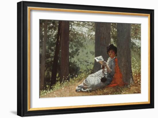 Girl Reading under an Oak Tree, 1879-Winslow Homer-Framed Giclee Print