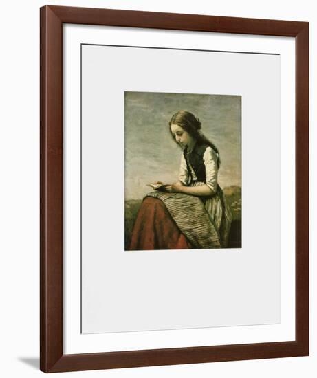 Girl Reading-Jean-Baptiste-Camille Corot-Framed Art Print