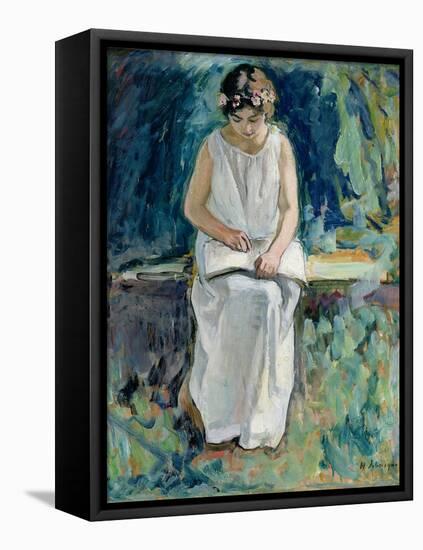 Girl Reading-Henri Lebasque-Framed Premier Image Canvas