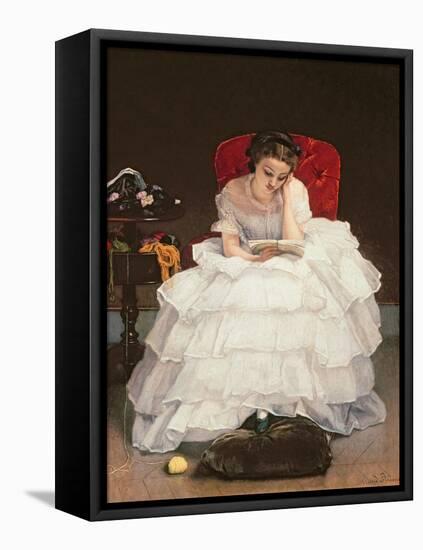 Girl Reading-Alfred Emile Léopold Stevens-Framed Premier Image Canvas