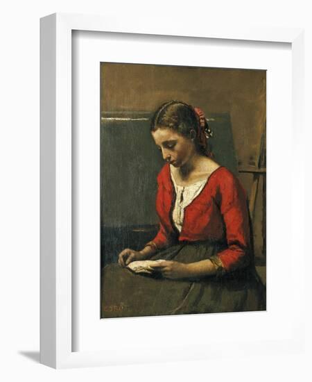 Girl Reading-Jean-Baptiste-Camille Corot-Framed Giclee Print