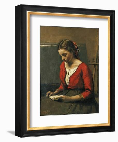 Girl Reading-Jean-Baptiste-Camille Corot-Framed Giclee Print