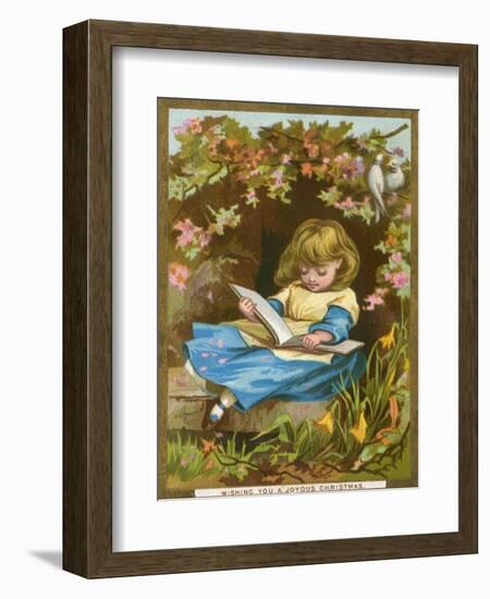 Girl Reads Among Flowers-null-Framed Art Print