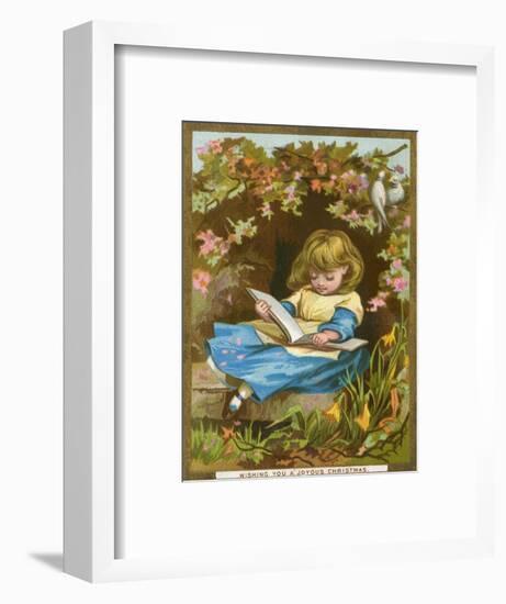 Girl Reads Among Flowers-null-Framed Art Print