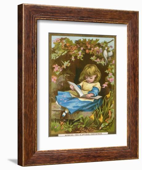 Girl Reads Among Flowers-null-Framed Art Print