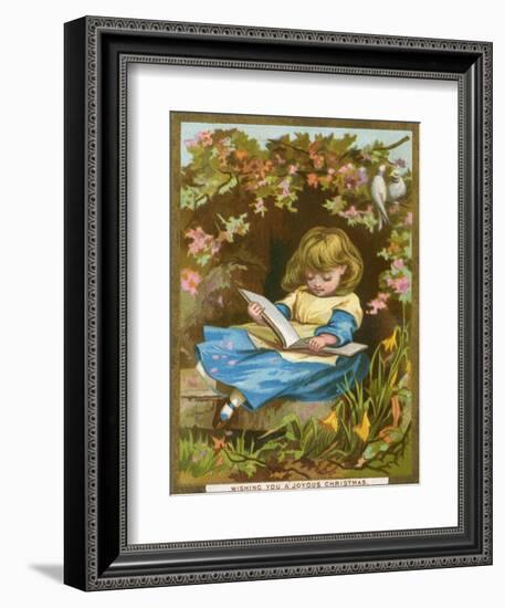 Girl Reads Among Flowers-null-Framed Art Print