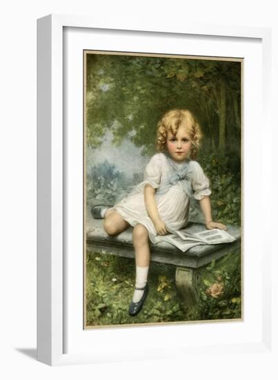 Girl Reads on Bench-Edouard Cabane-Framed Art Print