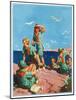 "Girl Scouts at Sea Shore,"July 1, 1932-Frank Bensing-Mounted Giclee Print