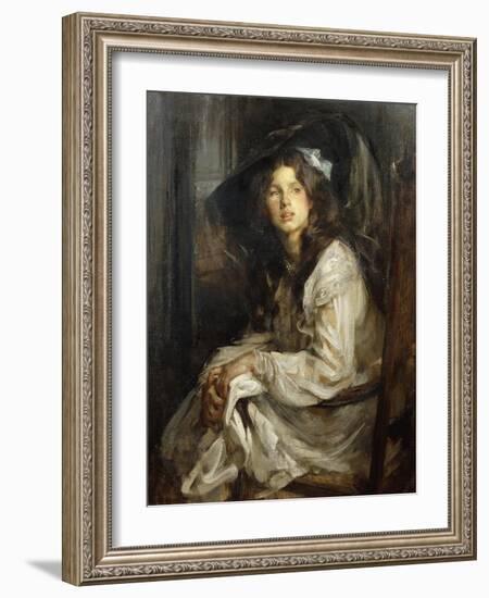 Girl Seated in a Chair-James Jebusa Shannon-Framed Giclee Print