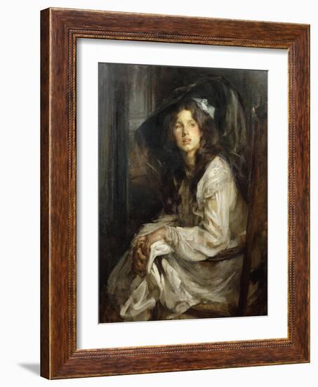 Girl Seated in a Chair-James Jebusa Shannon-Framed Giclee Print