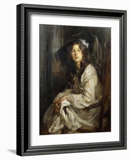 Girl Seated in a Chair-James Jebusa Shannon-Framed Giclee Print