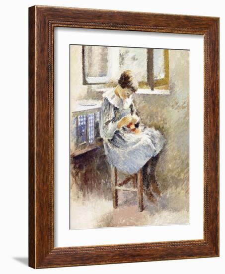 Girl Sewing-Theodore Robinson-Framed Giclee Print