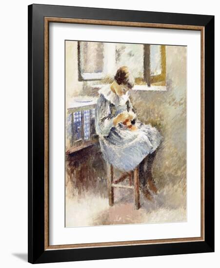 Girl Sewing-Theodore Robinson-Framed Giclee Print