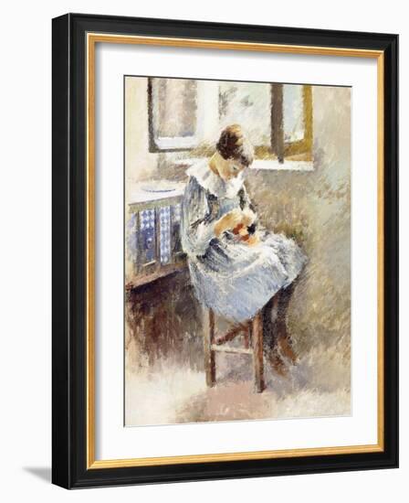 Girl Sewing-Theodore Robinson-Framed Giclee Print