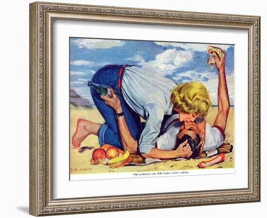 Girl Shy  - Saturday Evening Post "Leading Ladies", August 13, 1955 pg.24-Bob Hillbert-Framed Giclee Print