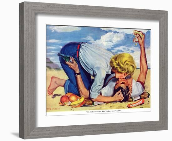 Girl Shy  - Saturday Evening Post "Leading Ladies", August 13, 1955 pg.24-Bob Hillbert-Framed Giclee Print