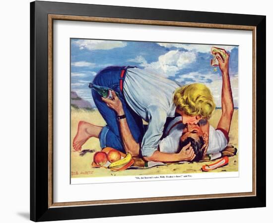 Girl Shy  - Saturday Evening Post "Leading Ladies", August 13, 1955 pg.24-Bob Hillbert-Framed Giclee Print