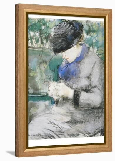 Girl Sitting in the Garden, or the Knitting, 1879-Edouard Manet-Framed Premier Image Canvas