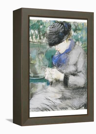 Girl Sitting in the Garden, or the Knitting, 1879-Edouard Manet-Framed Premier Image Canvas