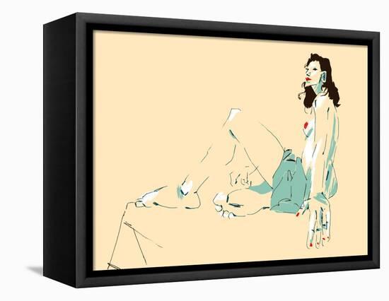 Girl Sitting-Francesco Gulina-Framed Premier Image Canvas