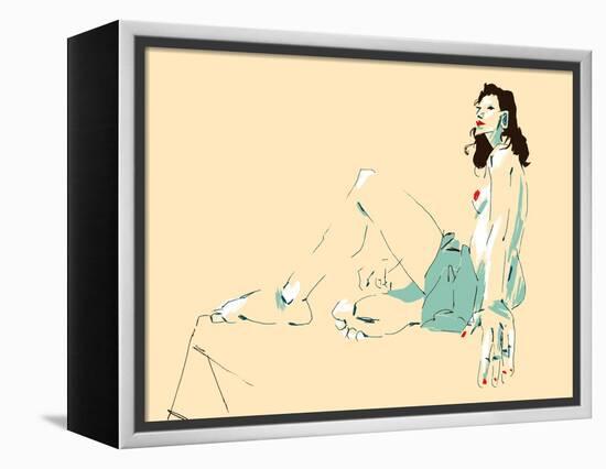 Girl Sitting-Francesco Gulina-Framed Premier Image Canvas